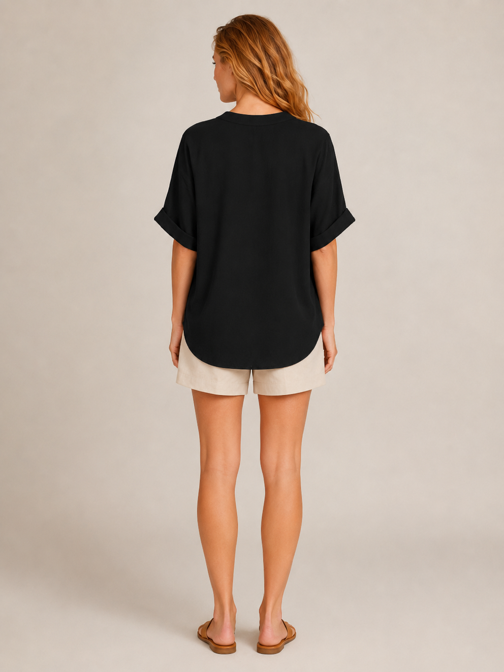 Séloria - Dames Kreukarme Blouse Met Split-hals En Wijde Mouwen