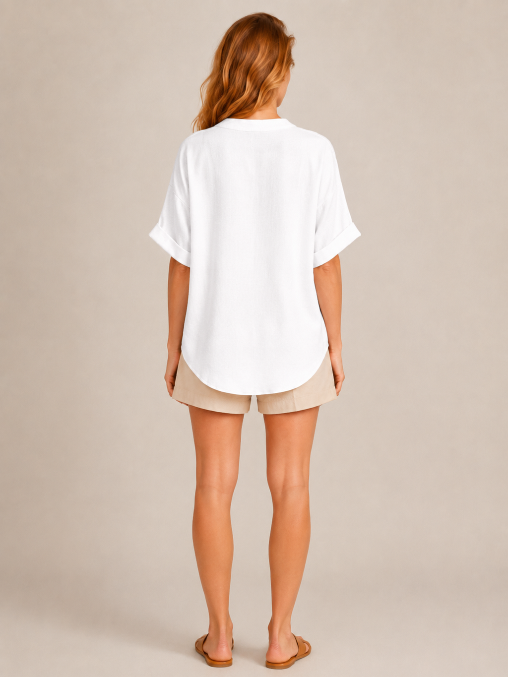 Séloria - Dames Kreukarme Blouse Met Split-hals En Wijde Mouwen