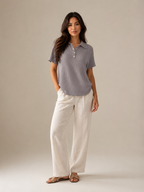 Siréline - Dames Poloshirt Met Knoopsluiting En Fijne Structuur