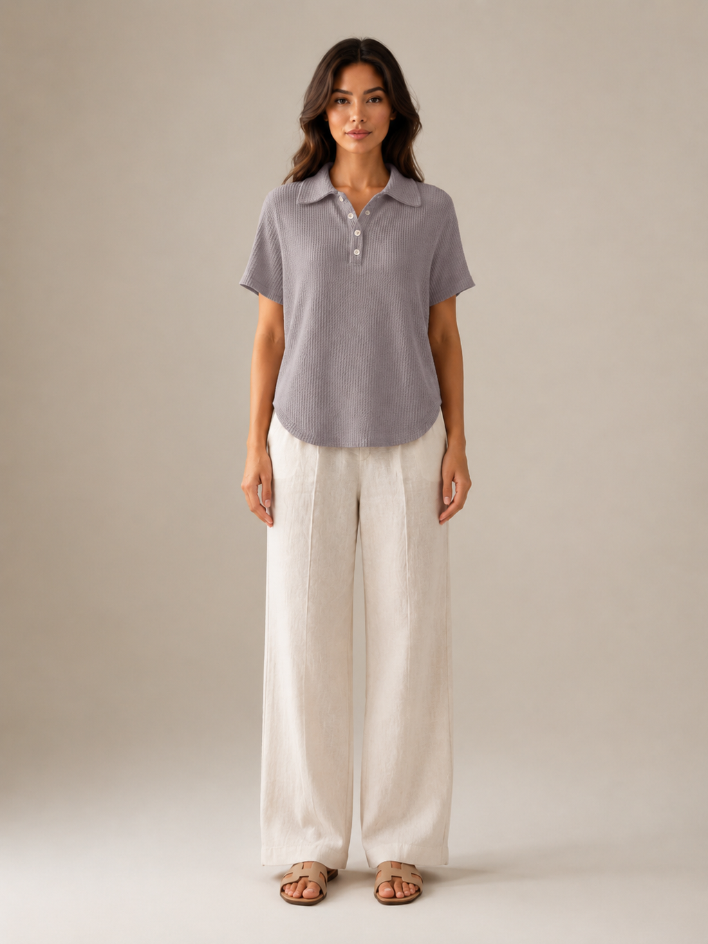 Siréline - Dames Poloshirt Met Knoopsluiting En Fijne Structuur
