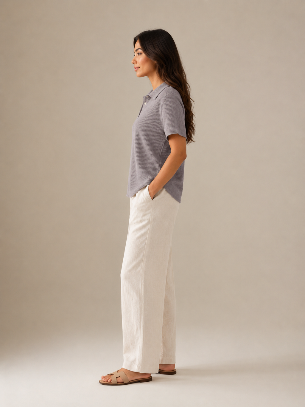 Siréline - Dames Poloshirt Met Knoopsluiting En Fijne Structuur