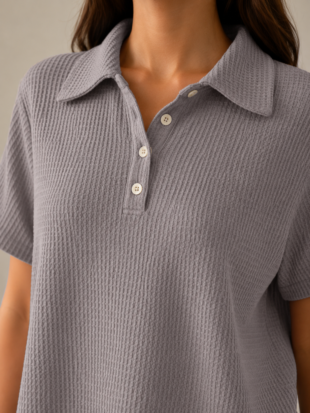 Siréline - Dames Poloshirt Met Knoopsluiting En Fijne Structuur