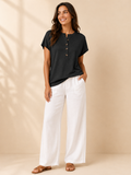 Solmira - Dames Top Met Split-hals En Knoopdetail