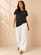 Solmira - Dames Top Met Split-hals En Knoopdetail