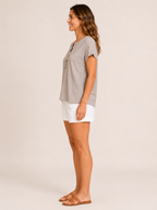 Solmira - Dames Top Met Split-hals En Knoopdetail