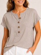 Solmira - Dames Top Met Split-hals En Knoopdetail