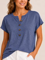 Solmira - Dames Top Met Split-hals En Knoopdetail