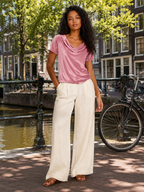 Soléanne - Dames Fluwelen Top Met Watervalhals