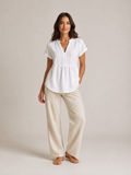 Silvéria - Linnenmix Blouse Met V-hals En Uitlopende Pasvorm