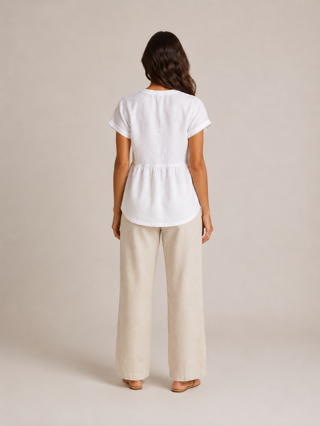 Silvéria - Linnenmix Blouse Met V-hals En Uitlopende Pasvorm