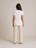 Silvéria - Linnenmix Blouse Met V-hals En Uitlopende Pasvorm