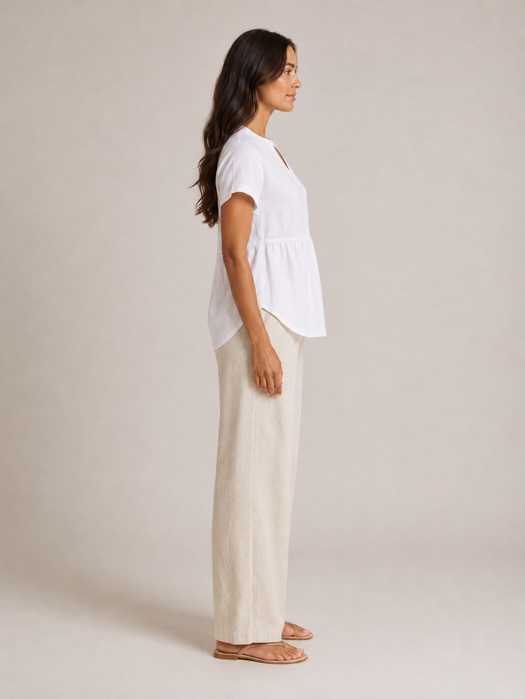 Silvéria - Linnenmix Blouse Met V-hals En Uitlopende Pasvorm