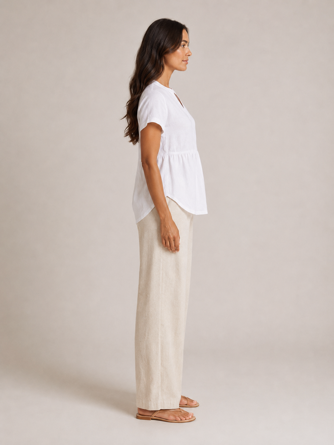 Silvéria - Linnenmix Blouse Met V-hals En Uitlopende Pasvorm