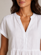 Silvéria - Linnenmix Blouse Met V-hals En Uitlopende Pasvorm