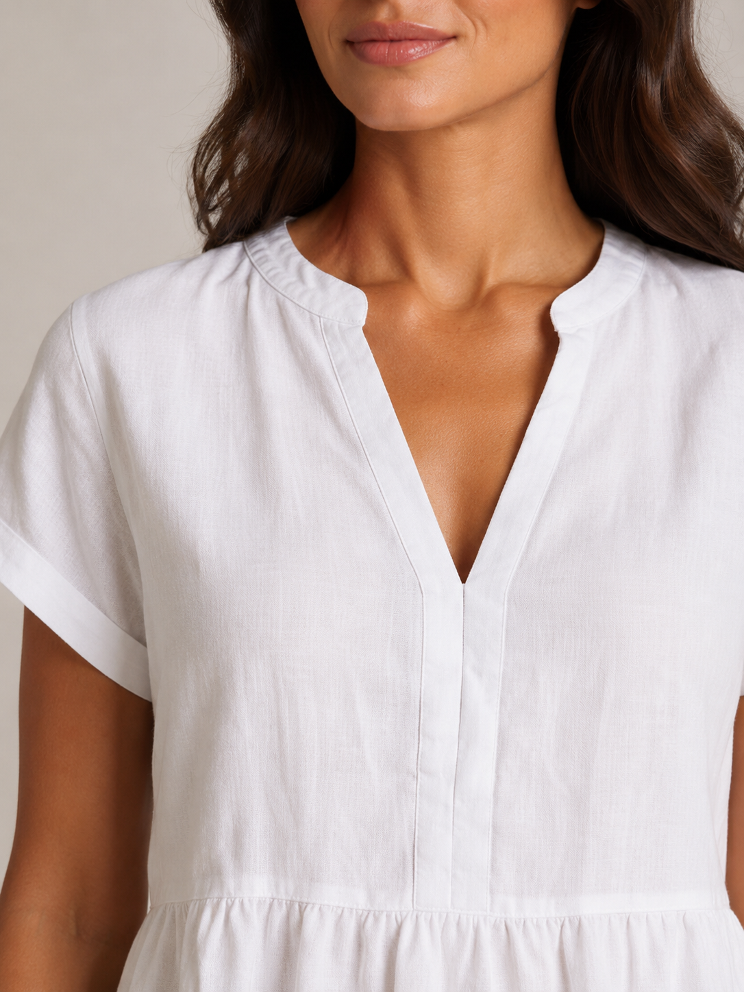 Silvéria - Linnenmix Blouse Met V-hals En Uitlopende Pasvorm