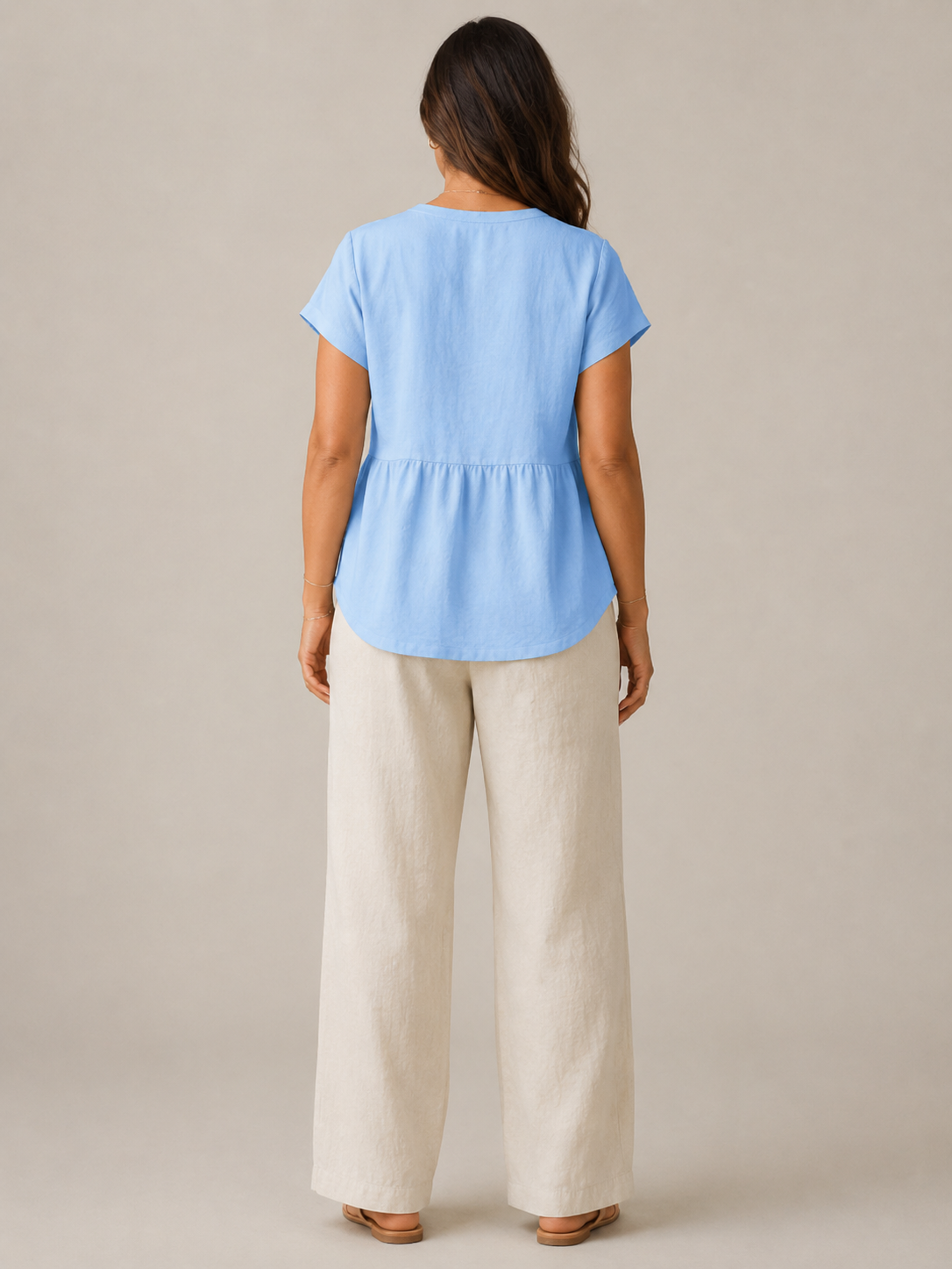 Silvéria - Linnenmix Blouse Met V-hals En Uitlopende Pasvorm