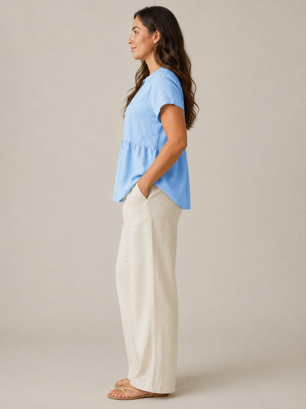 Silvéria - Linnenmix Blouse Met V-hals En Uitlopende Pasvorm