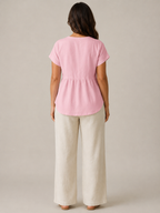 Silvéria - Linnenmix Blouse Met V-hals En Uitlopende Pasvorm