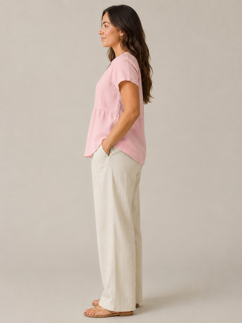 Silvéria - Linnenmix Blouse Met V-hals En Uitlopende Pasvorm