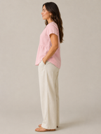 Silvéria - Linnenmix Blouse Met V-hals En Uitlopende Pasvorm