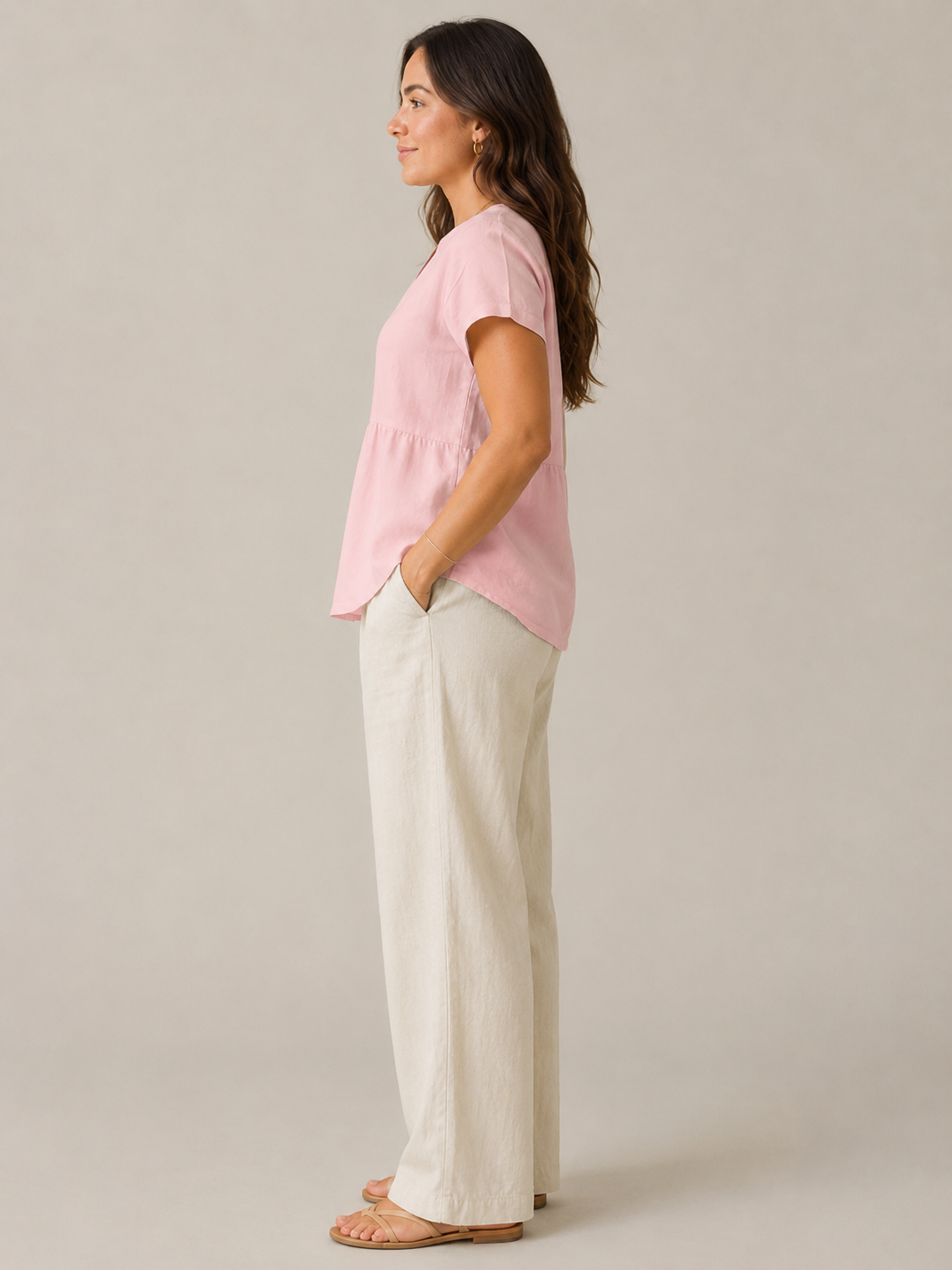 Silvéria - Linnenmix Blouse Met V-hals En Uitlopende Pasvorm