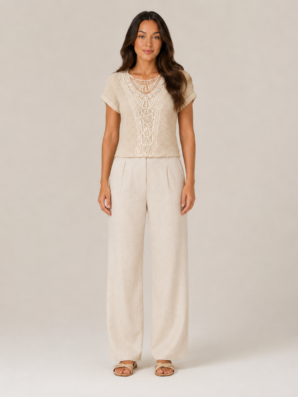 Sorelyne - Dames Top Met Gehaakte Look En Opengewerkte Halslijn