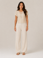 Sorelyne - Dames Top Met Gehaakte Look En Opengewerkte Halslijn