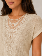 Sorelyne - Dames Top Met Gehaakte Look En Opengewerkte Halslijn
