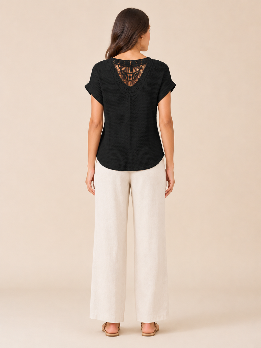 Sorelyne - Dames Top Met Gehaakte Look En Opengewerkte Halslijn