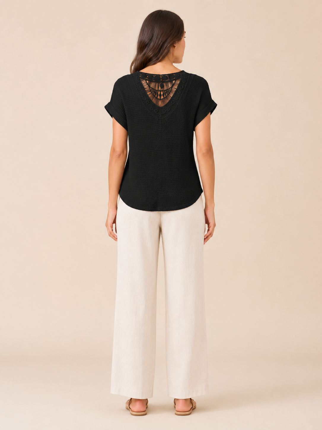 Sorelyne - Dames Top Met Gehaakte Look En Opengewerkte Halslijn