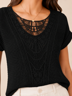 Sorelyne - Dames Top Met Gehaakte Look En Opengewerkte Halslijn