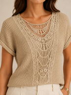 Sorelyne - Dames Top Met Gehaakte Look En Opengewerkte Halslijn