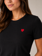 Julina - T-Shirt Met Hartdetail En Ronde Hals