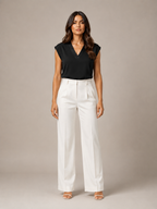 Sélisande - Dames Blouse Met V-hals En Korte Mouwen