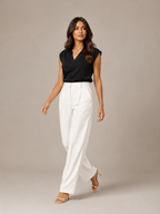 Sélisande - Dames Blouse Met V-hals En Korte Mouwen