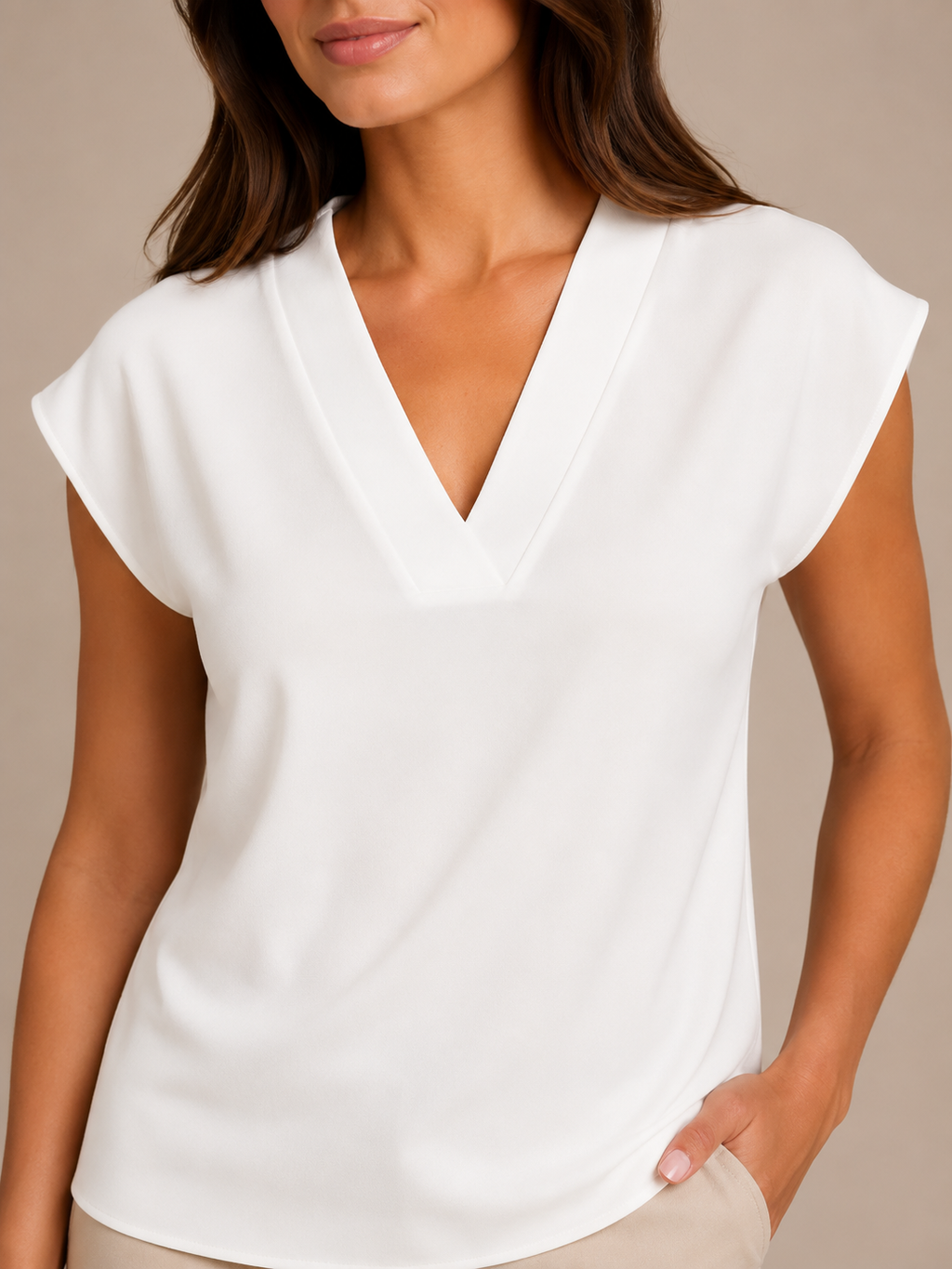 Sélisande - Dames Blouse Met V-hals En Korte Mouwen