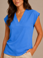 Sélisande - Dames Blouse Met V-hals En Korte Mouwen