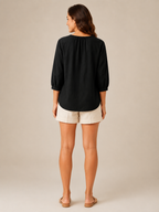 Sorevella - Dames Blouse Met Borduurdetails En Knoopsluiting