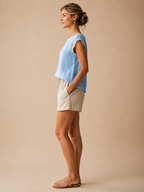 Savarine - Dames Blouse Met Kanten Halslijn En Schouderdetails