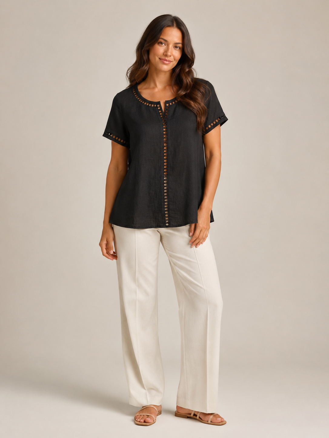 Saphélina - Dames Blouse Met Opengewerkte Details