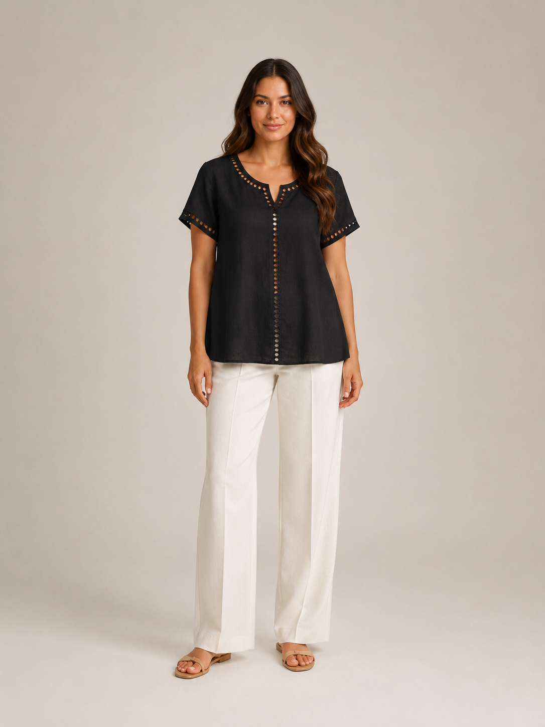 Saphélina - Dames Blouse Met Opengewerkte Details