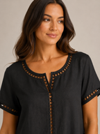 Saphélina - Dames Blouse Met Opengewerkte Details