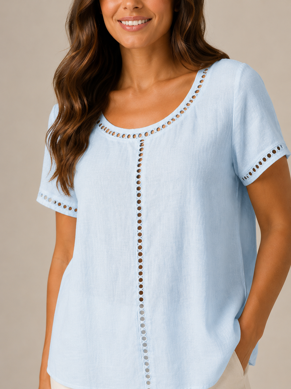 Saphélina - Dames Blouse Met Opengewerkte Details