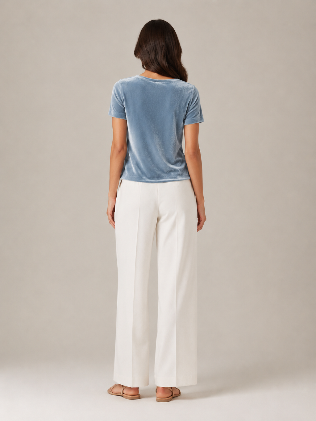 Salyssia - Dames Fluweellook Top Met Gedrapeerde Halslijn