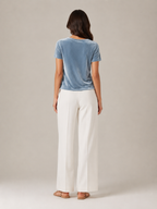Salyssia - Dames Fluweellook Top Met Gedrapeerde Halslijn