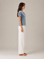 Salyssia - Dames Fluweellook Top Met Gedrapeerde Halslijn