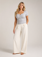 Sabréline - Dames Ribtop Met Vierkante Hals En Knoopdetail