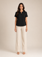 Sélavine - Dames Blouse Met Knoopdetail En Contraststiksels