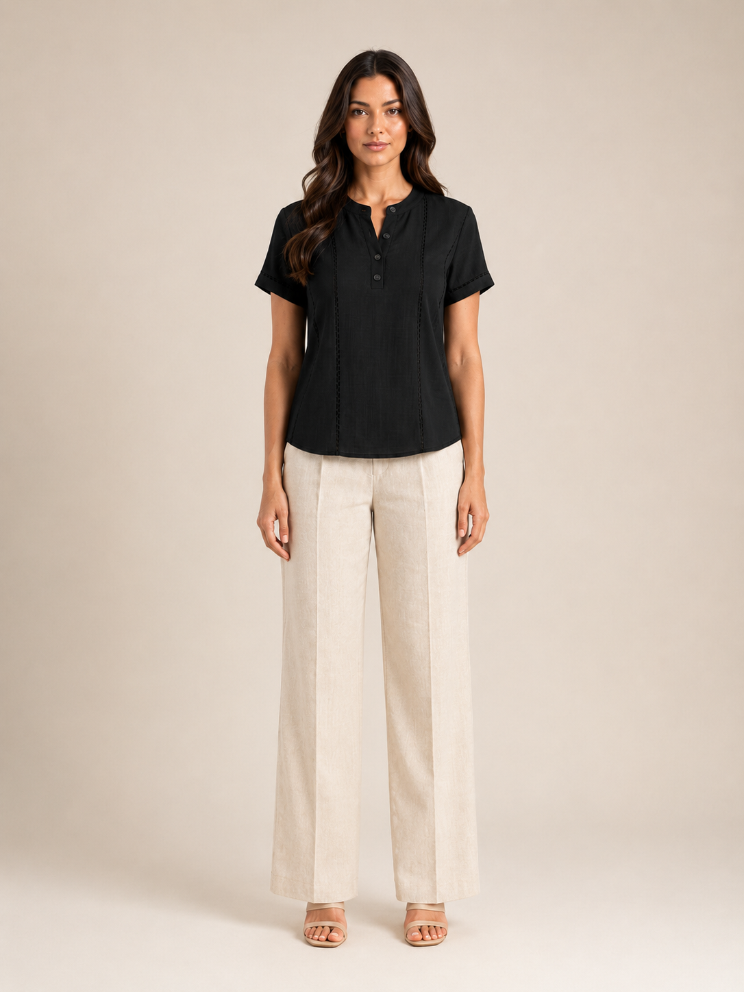 Sélavine - Dames Blouse Met Knoopdetail En Contraststiksels