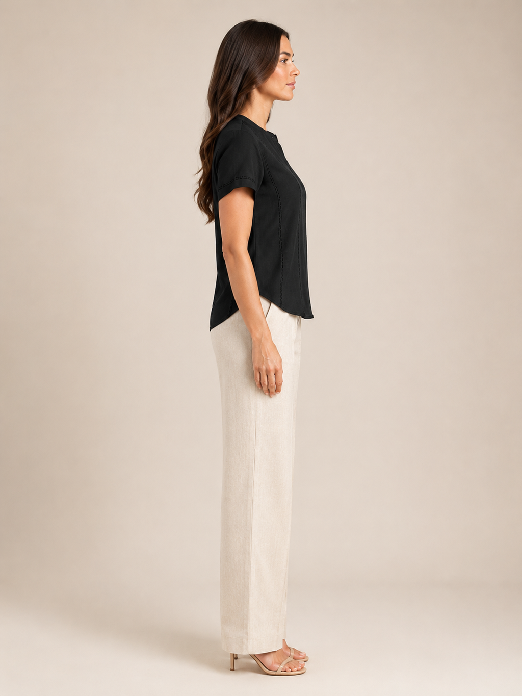 Sélavine - Dames Blouse Met Knoopdetail En Contraststiksels
